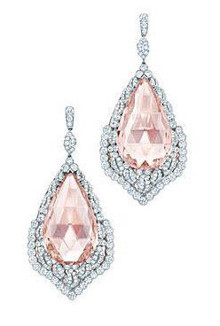 Серьги с бриллиантами, морганиты фантазийной огранки,Tiffany & Co
