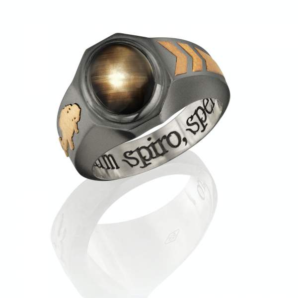 Мужской, авторский перстень со звёздчатым сапфиром 
